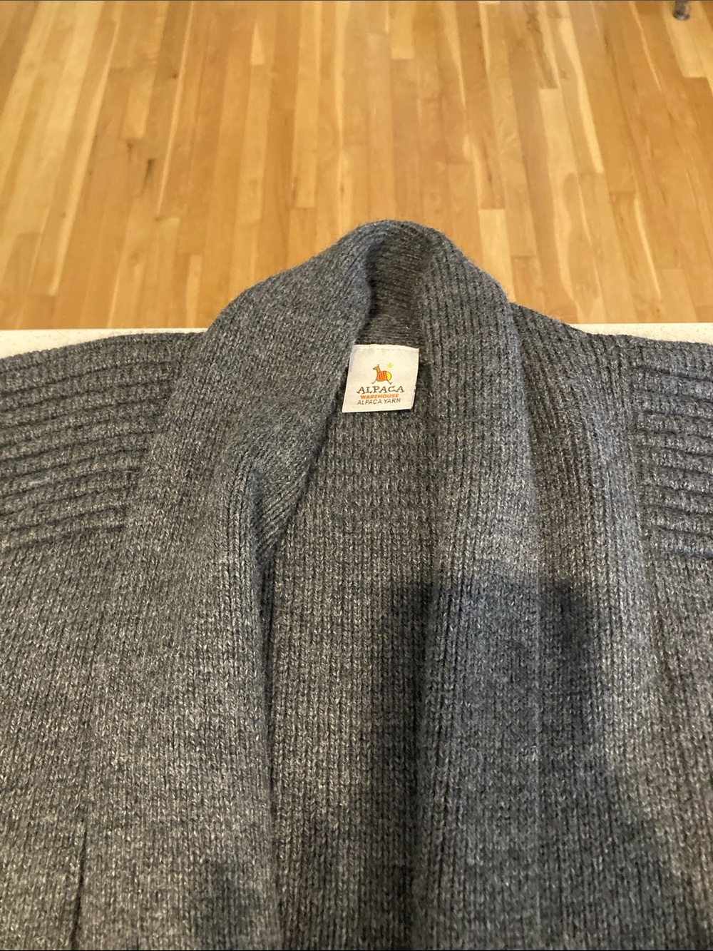 Women's Gray Ribbed Shawl Collar Cardigan